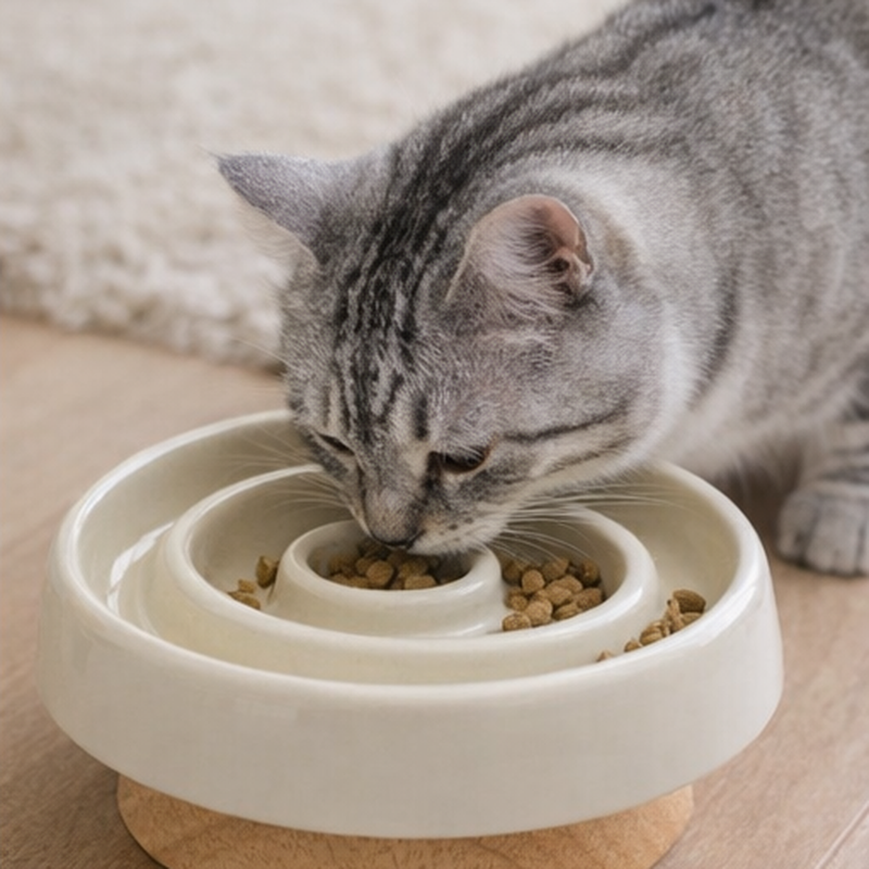 Anti-Gulping Ceramic Slow Feeder Bowl